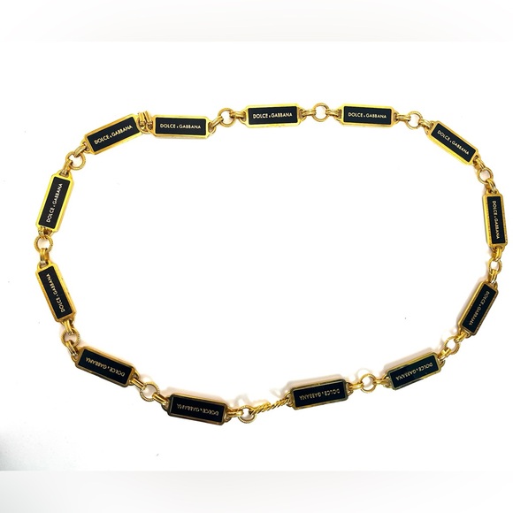 DOLCE&GABBANA Chain Belt Black and Gold - Picture 1 of 10